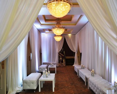 Astoria Banquets and Events, Premier, Award Winning, Chicago Wedding Ceremony and Reception Venue, All-Inclusive Packages, Quinceneara, ceremony drape, lounge and cocktail hour, open bar