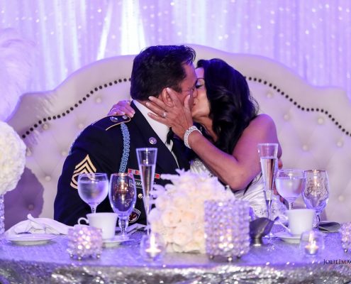 Astoria Banquets, Wedding Venue, Best of Banquets Halls, Wedding Wire, Knot, Event Space, Chicago and Suburbs, sweetheart table, happy couple kissing