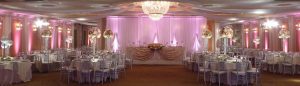 Blush and Gold colors of the all-inclusive wedding reception in Astoria Banquets.